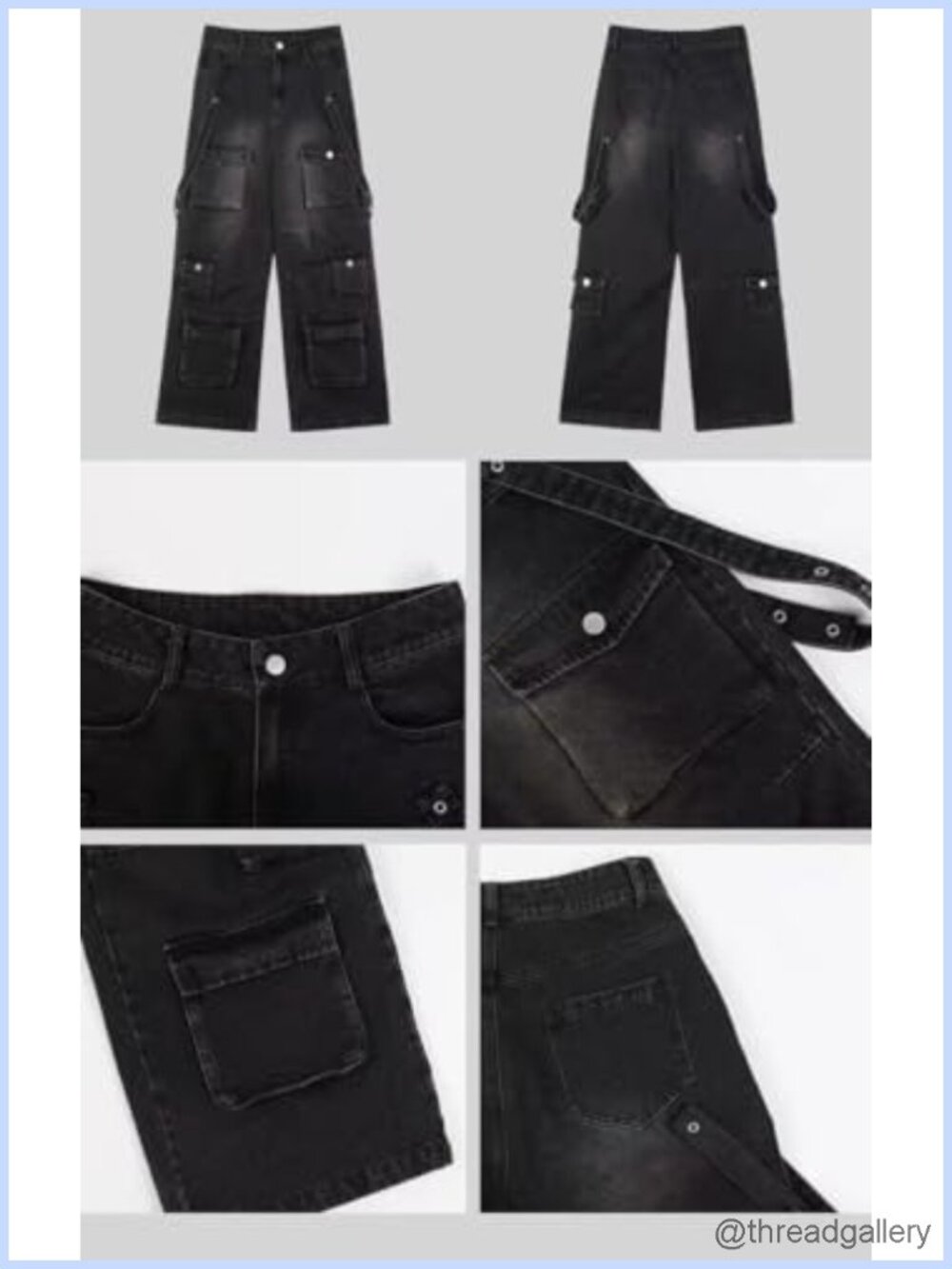 Baggy Cargo Jeans Loose Fit Wide Leg Denim Pants Y2K Streetwear - Picture 6 of 6